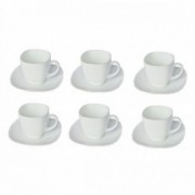 Šešių baltų puodelių su lėkštutėmis rinkinys Luminarc LOTUSIA, 220 ml