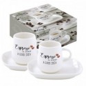 Baltų porcelianinių puodelių su lėkštutėmis rinkinys Easy Life KITCHEN ELEMENTS, 100 ml